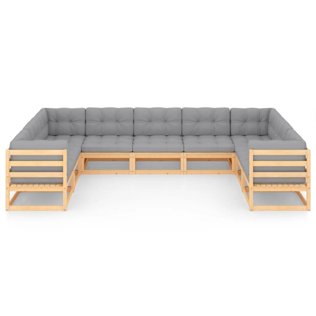 9-tlg. Garten-Lounge-Set mit Kissen Kiefer Massivholz